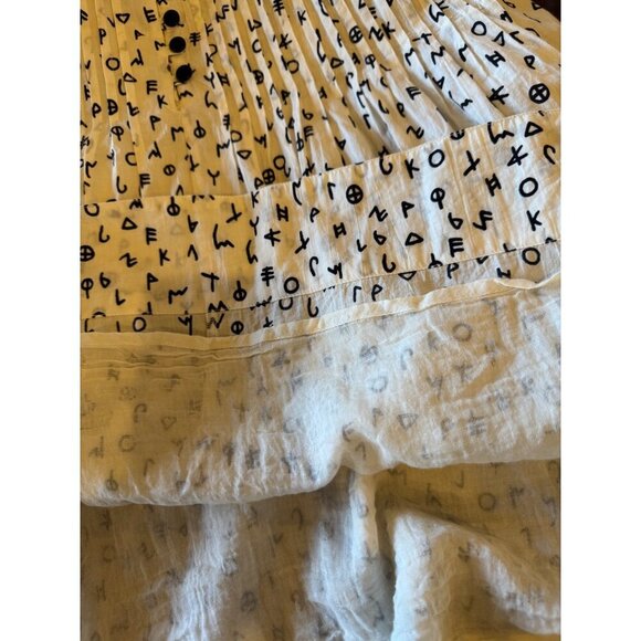 Modaposa‎ Dress Women Medium White Black Alphabet Cotton Alegra Mini Artsy - Picture 12 of 14